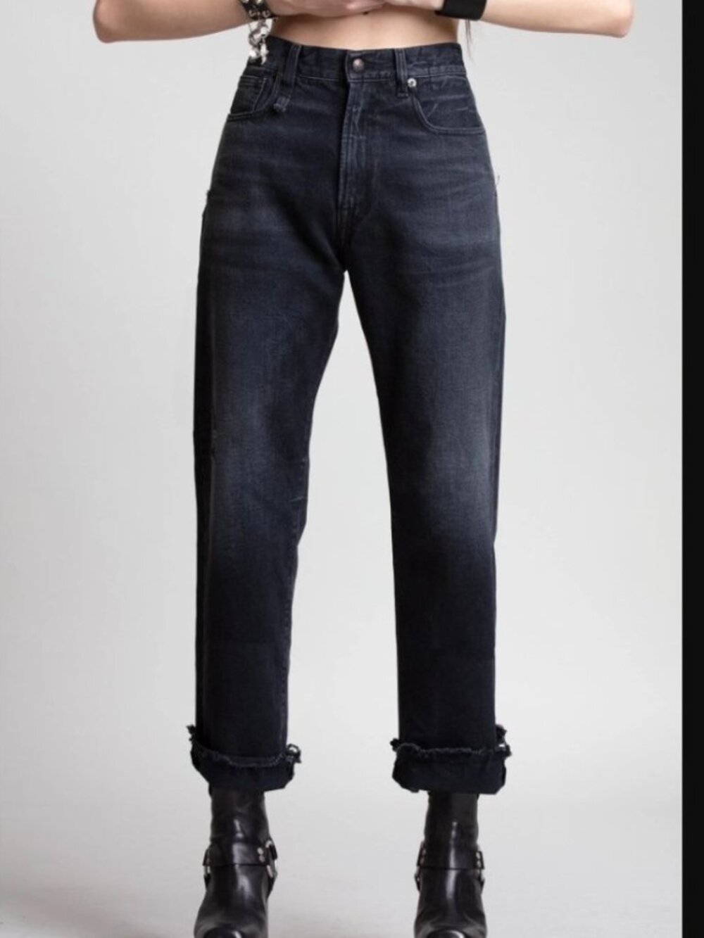 R13 Boyfriend Jeans in Jake Black Size 28